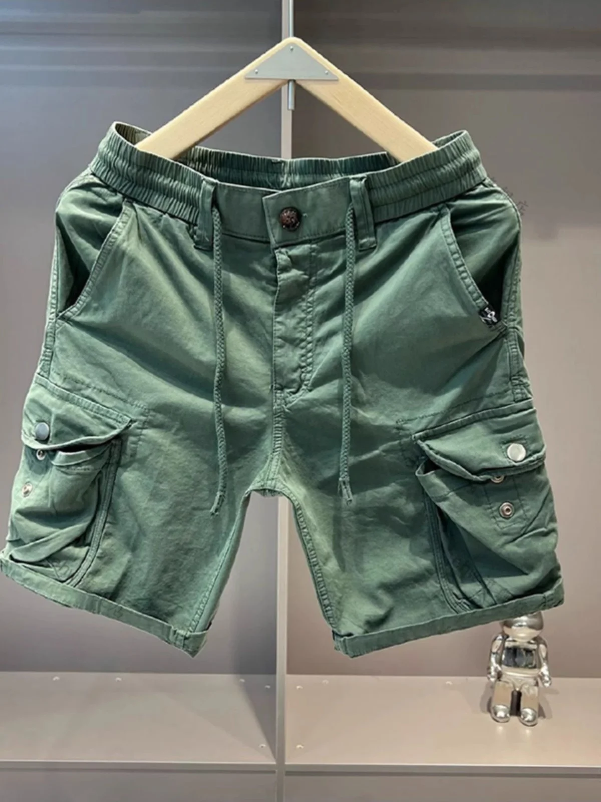 Plones Cortos de Trabajo Estilo Japonés Retro para Hombre, Verano 2024, Nuevos, de Aodón Puro, Elásticos, Hoados, Cas...