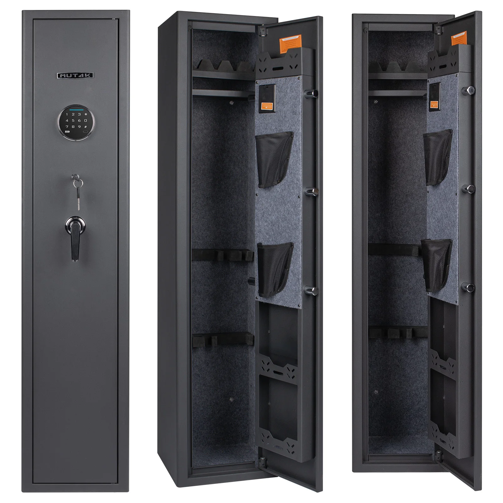 Mutak 6-8 Gun Safe Cabinet for Home Office Rifles and Pistols, Digital Keypad & Key Rifle Safe w/ Adjustable Shelves & Alarm