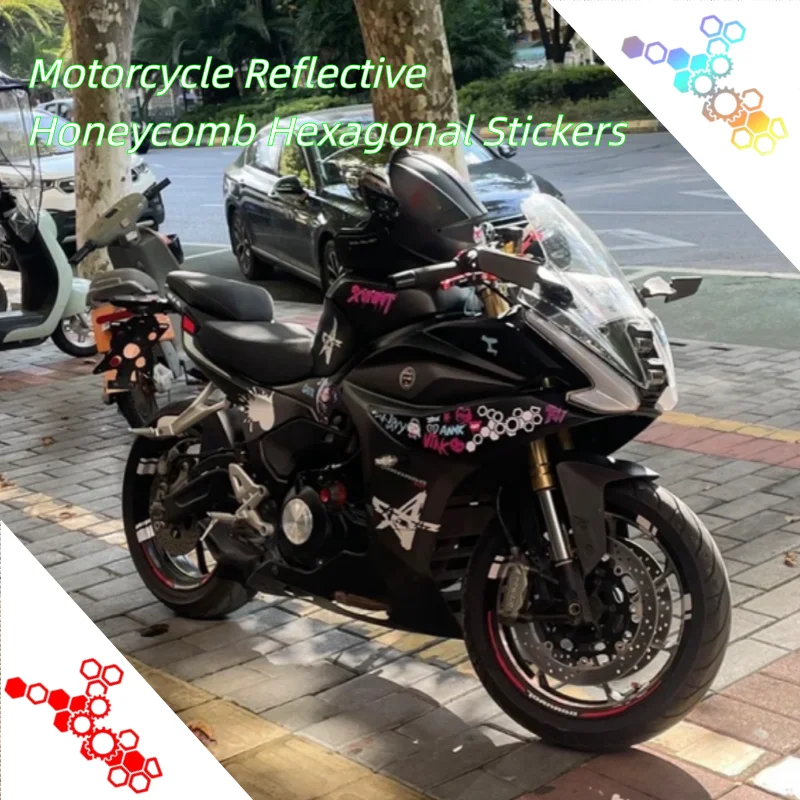 

Reflective Honeycomb Motorcycle Sticker, Vinyl Decal for Dirt Bike Helmet Fuel Tank Fairing Scooter, Waterproof
