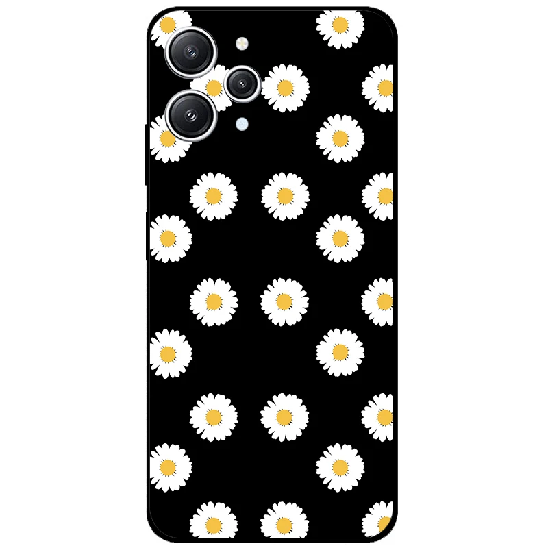 For Redmi 12 Case For Xiaomi Redmi 12 2023 Soft Silicone Back Cover Flower TPU Case For Xiomi Redmi 12 Redmi12 Phone Funda 6.79\