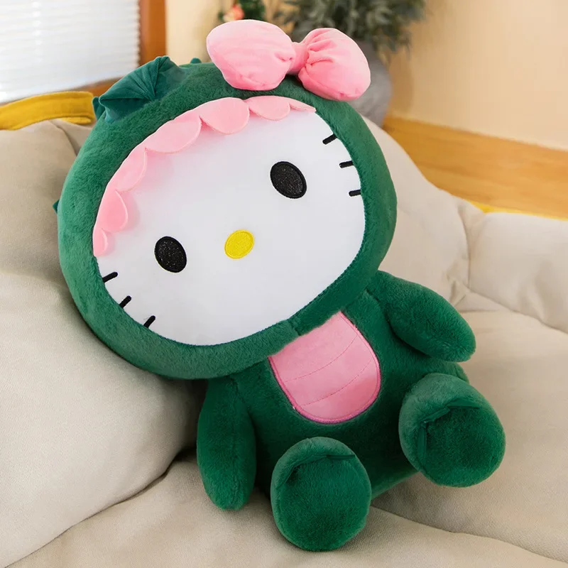 35CM 50CM New Kawaii Cross Dressing Hello Kitty Doll Cute Cartoon Dinosaur Stuffed Toy Girl Christmas Birthday Gifts