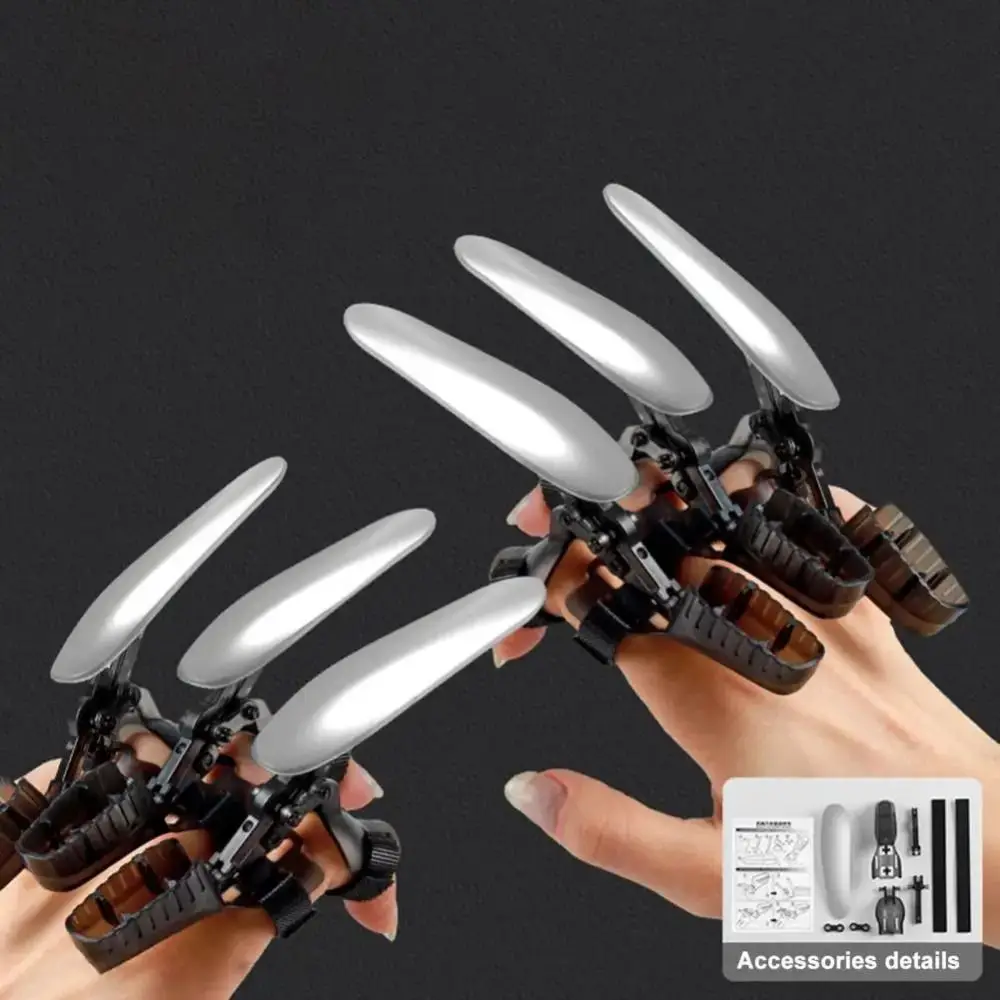 3pcs 3D Assembly Retractable Mechanical Claws Scalable Transparent Glowing Wolf Claws Luminous Cool Finger Wolverine Claws Boy