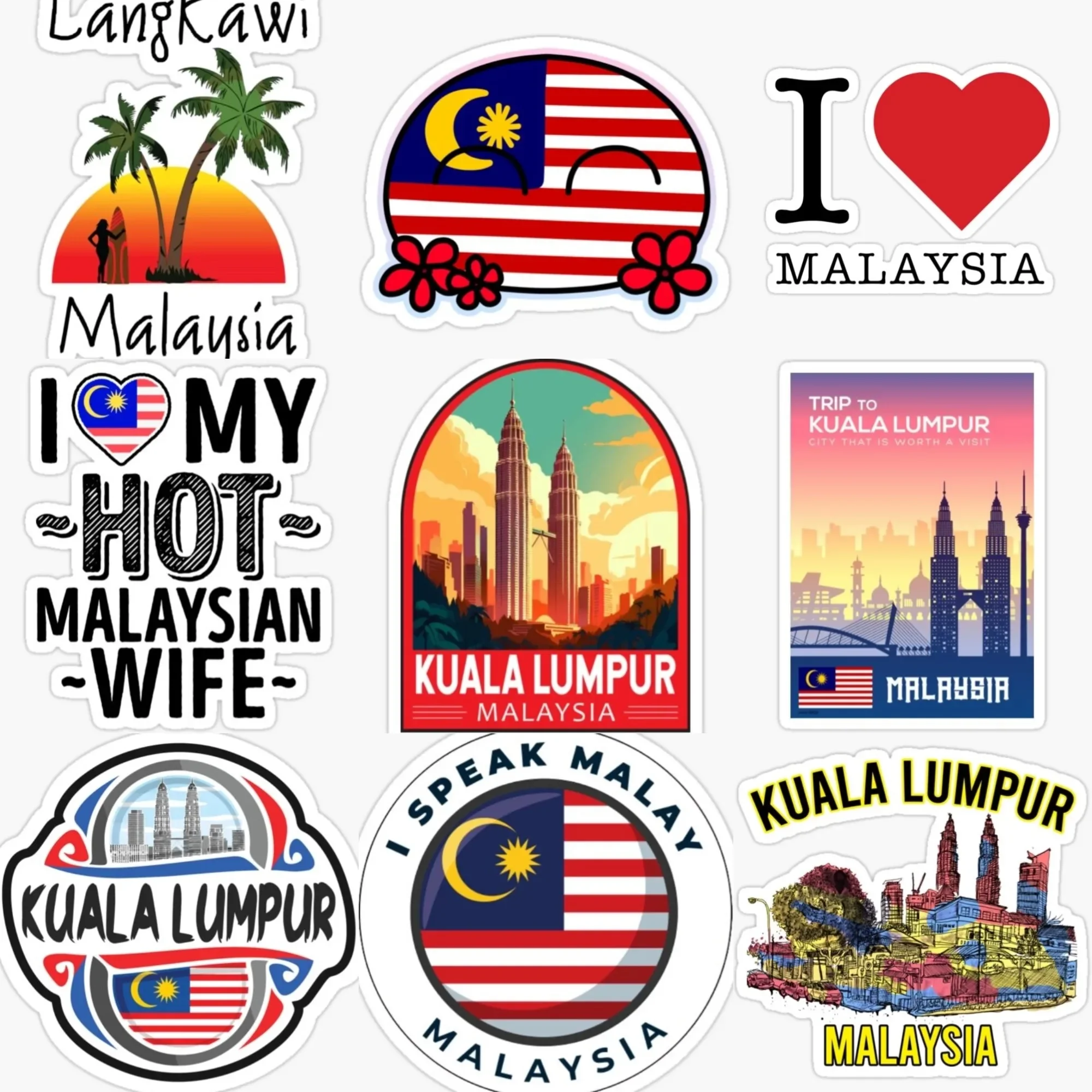 

Ilove Malaysia Flag Scenery Emblem Creative PVC Sticker for Decorate Car Bicycle Van Helmet Window Wall Decal Accessorie