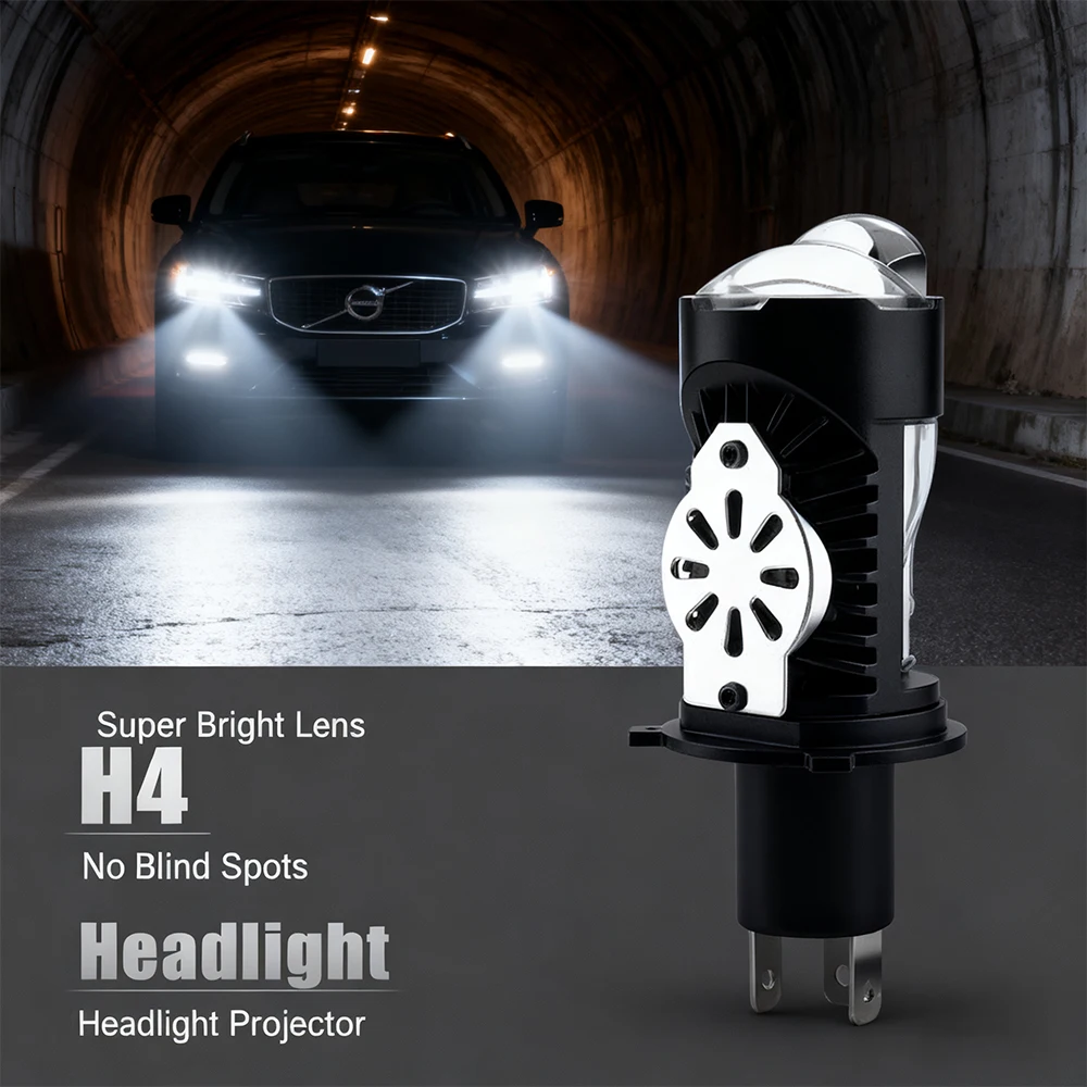 3000W 40000000LM H4 LED Mini Projector Lens 6500K High Low Beam Turbo Fan Auto Headlamp 12V High Power Motorcycle Bulb Plug&Play