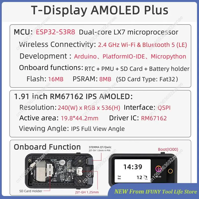 

ESP32-S3 Development Board Wi-Fi 5 Bluetooth Module With PMU/RTC SD Card Support Iot Projects New