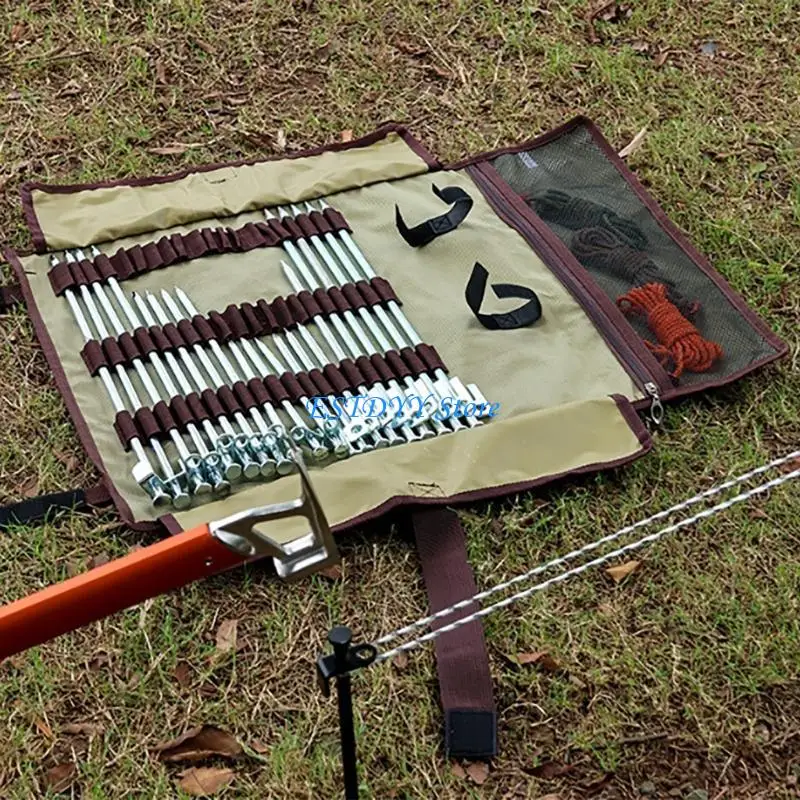 

G6DE Portable Outdoor Camping Tent Accessories Stakes Storage Bag Great for Mountaineering Campers with Multipockets Designs