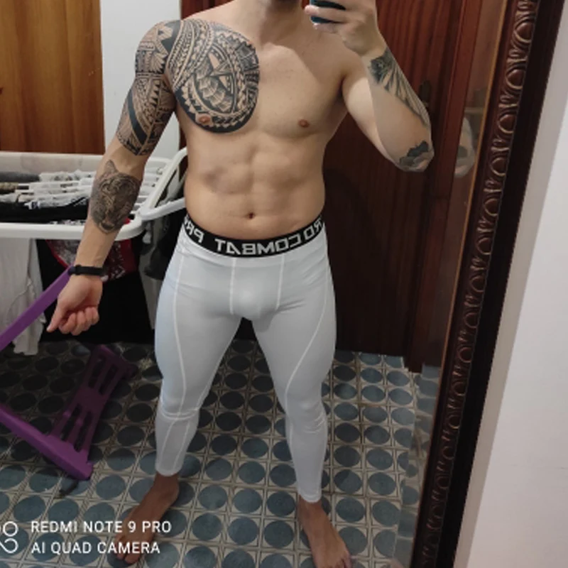 Leggings de compressão Fitness Bottoms Men's Running Tights Leggings Basquete Branco Inverno Sports Base Layer Quente Segunda Pele