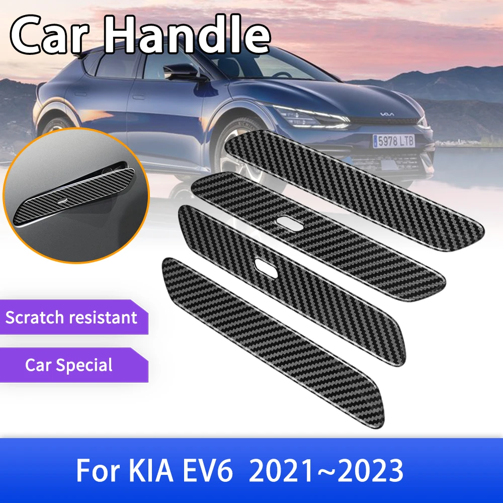 Carbon Fiber Outer Door Handle Cover for KIA EV6 GT-Line 2021 2022 2023 EV 6 CV Car External Protective Accessories Sticker LHD