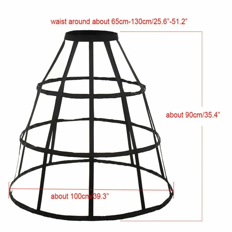 Vestido de crinolina para mujer, enagua victoriana, 3 aros, 2 colores
