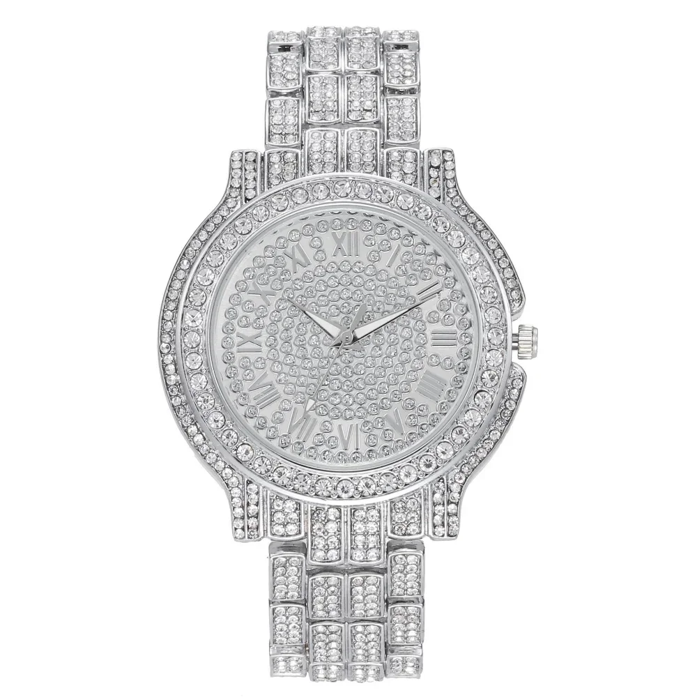 Bling-ed Out Ultimate Hip Hop Royalty Mens Watch w/Easy Reader Roman Numeral or Iced Out Diamond Time Indicators