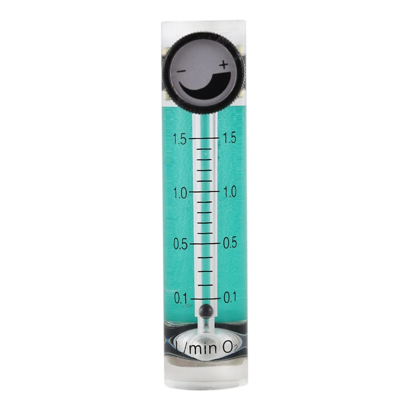 A63K-2 Pcs Oxygen Flow Meter Flowmeter With Control Valve For Oxygen Air Gas, 0.1-1.5LPM 1.5L & 0.1-5LPM 1L