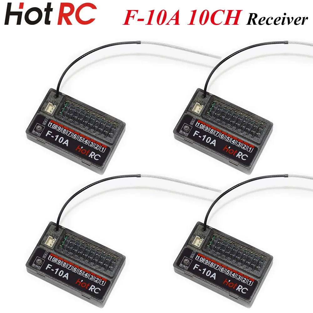 

HotRC 10CH 10 Channel 2.4GHz F-10A PWM Receiver for CT-10B HT-10A Transmitter Remote Control Car Boat Ship Plane Tank Model Toy