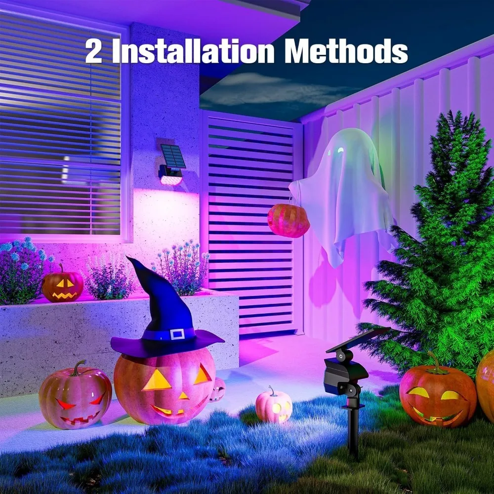 Outdoor Solar Color Changing Light, 7 Lighting Modes, RGB, IP67 Waterproof, Multi-Color Landscape Spotlight