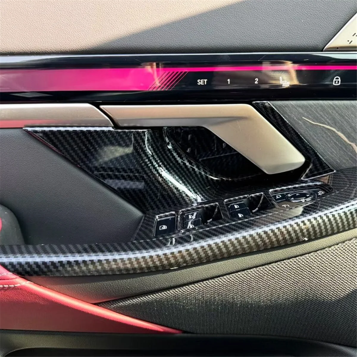 Manija de puerta Interior para BMW serie 5 G60 2024, cubierta de cuenco, embellecedor de decoración, accesorios interiores, ABS, fibra de carbono