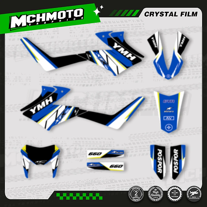 

MCHMFG MOTOR Motorcycle Graphics Background Decal Stickers Kits For YAMAHA XT660X 2008-2015 Number Name Custom