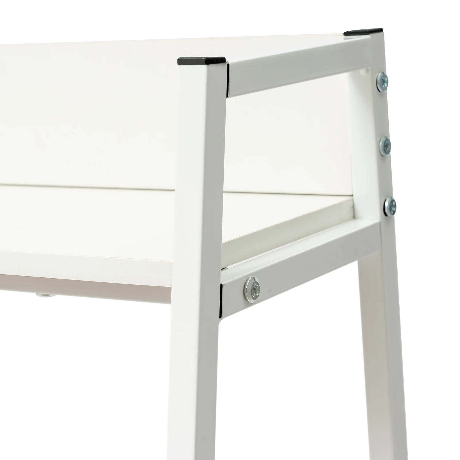 White MDF Wrought Iron 75x32x90cm Trapezoidal Desktop Bookshelf Double-layer Large-capacity Storage Desktop Shelf