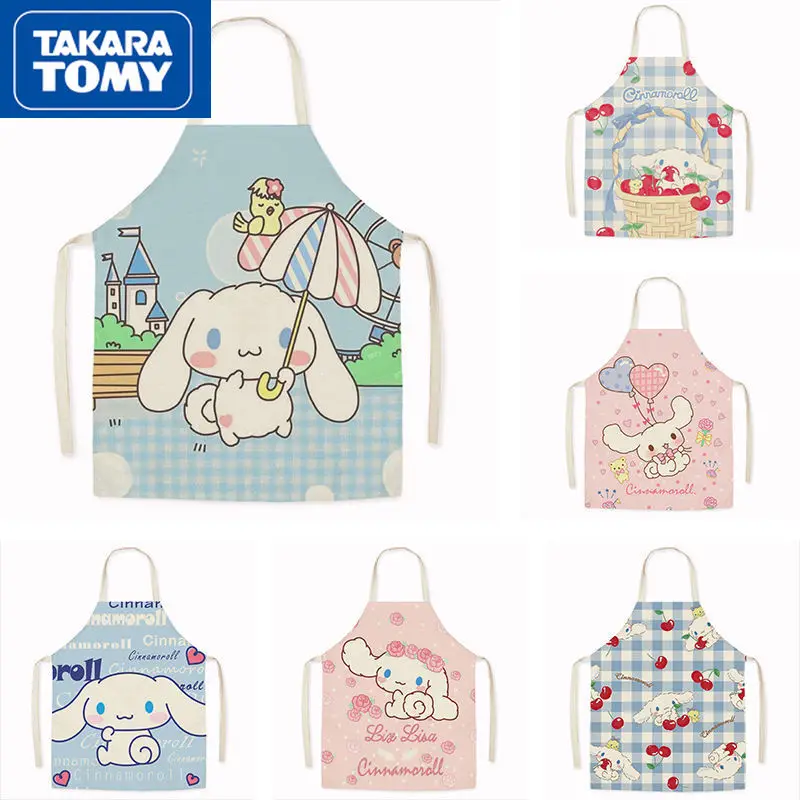 

TAKARA TOMY Hello Kitty Cartoon Cute Adult Anti-fouling Sleeveless Apron Home Kitchen Cooking and Baking Apron Cleaning Overalls