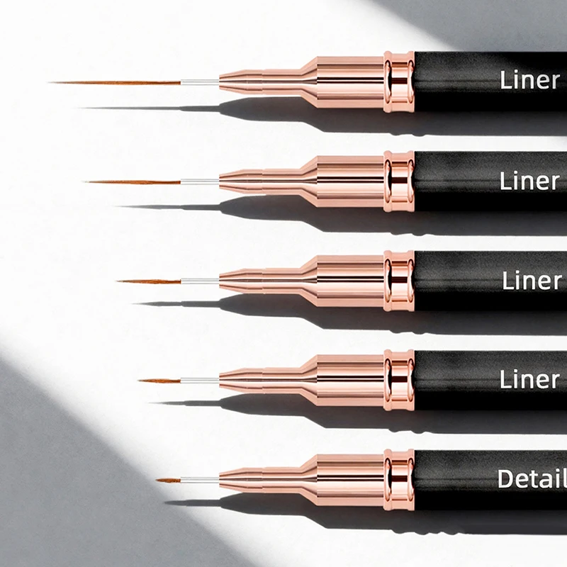 5PCS Nail Art Liner Pennelli Dimensioni Pittura Nail Design Pen 4/8/12/20/25mm Strumento di disegno per linee lunghe Dettagli sottili Penna per manicure