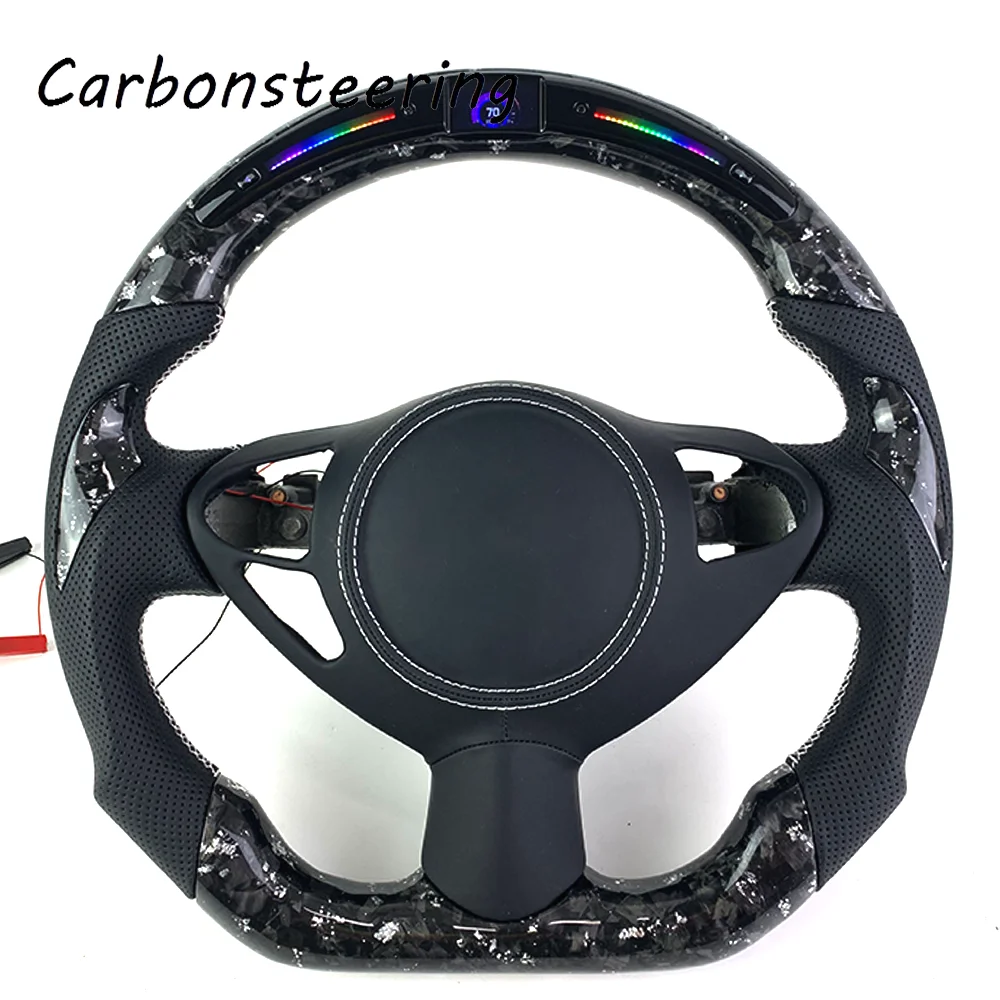 For Nissan Customized Forged Carbon Fiber Cars Steering Wheel with LED RPM for Nissan 370 370z Nismo Z34 Racing Style Design