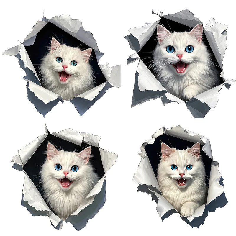Three Ratels CG75 lovely white Persian cat cartoon wall sticker for home decoration waterproof car body  decals