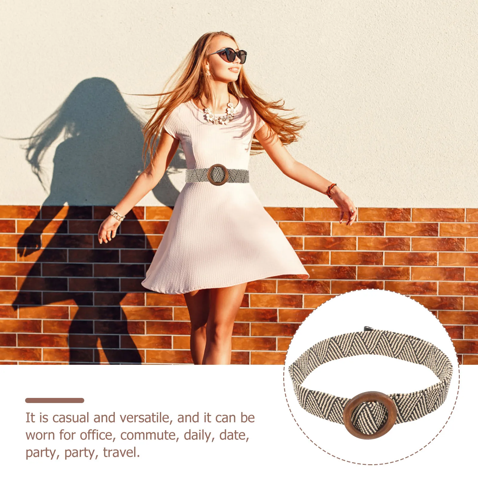 

Buckle Waist Belt Woven Wide Ladies Decorative Strap For Jeans Women Wide Waist Belt Dress Pants Casual Fashion Accessory
