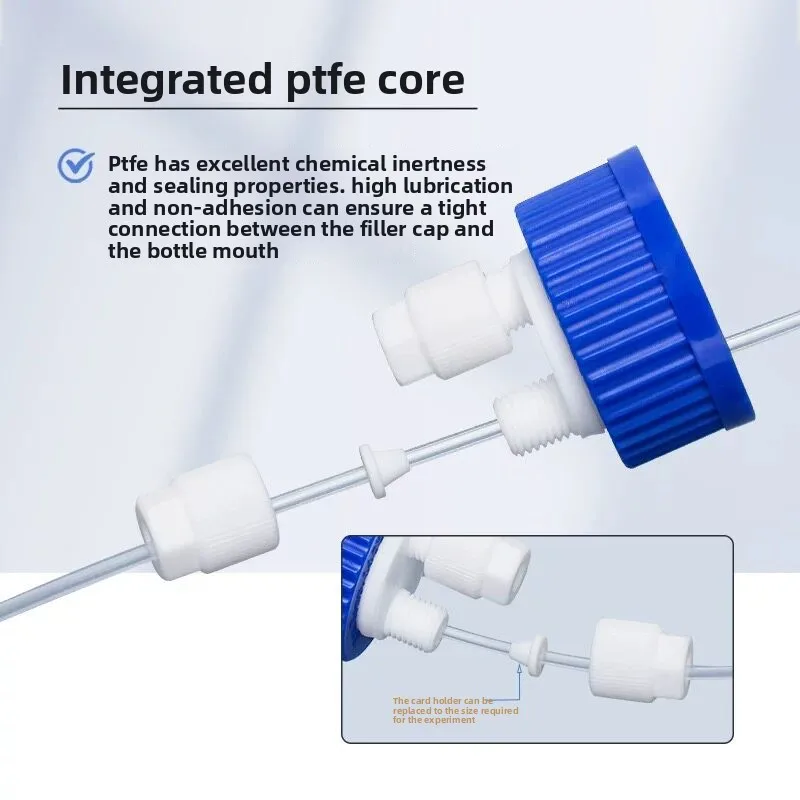 GL45 Safety Cap for HPLC Waste Collection – Solvent Bottle Cap with 1/8