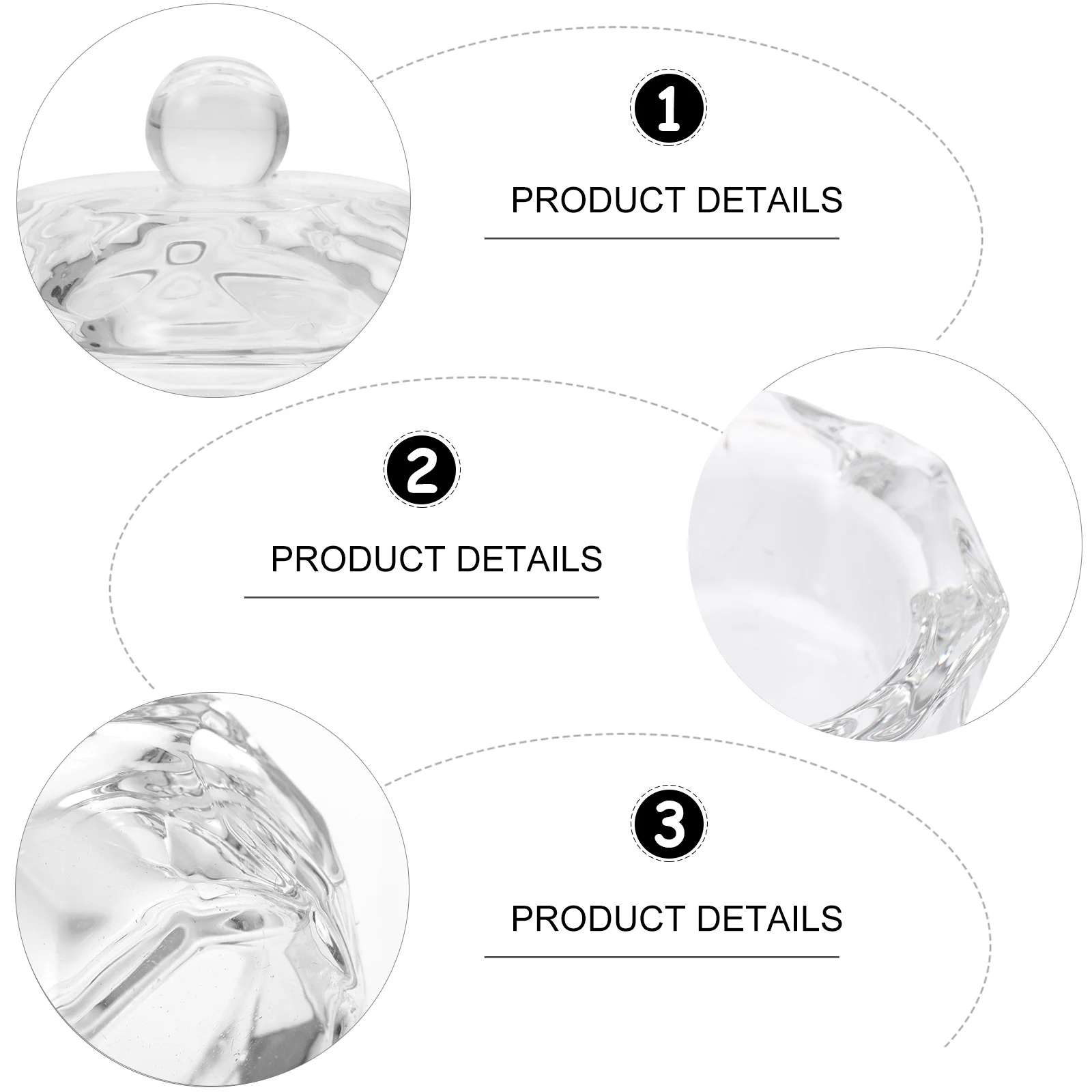 

3Pcs Clear Glass Nail Liquid Powder Container Easy Clean Prevent Volatile Christmas Anniversary Gift Nail Art Bowl