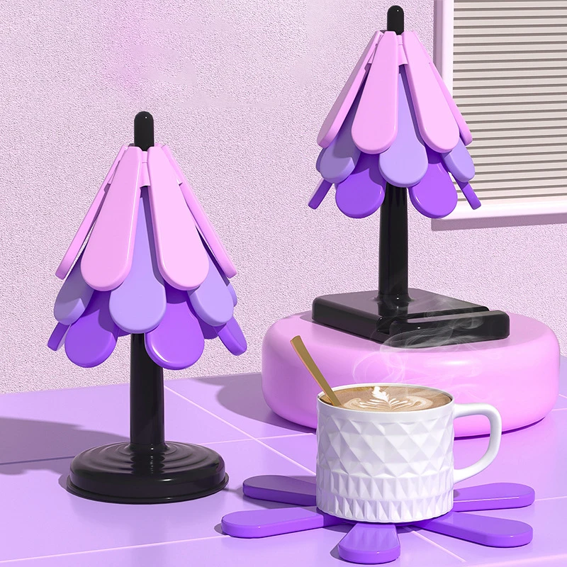 

1Set Foldable Silicone Heat Resistant Pad Non-Slip Pot Pan Mat Christmas Tree Cross Holder Placemat Dish Plate Kitchen Accessory