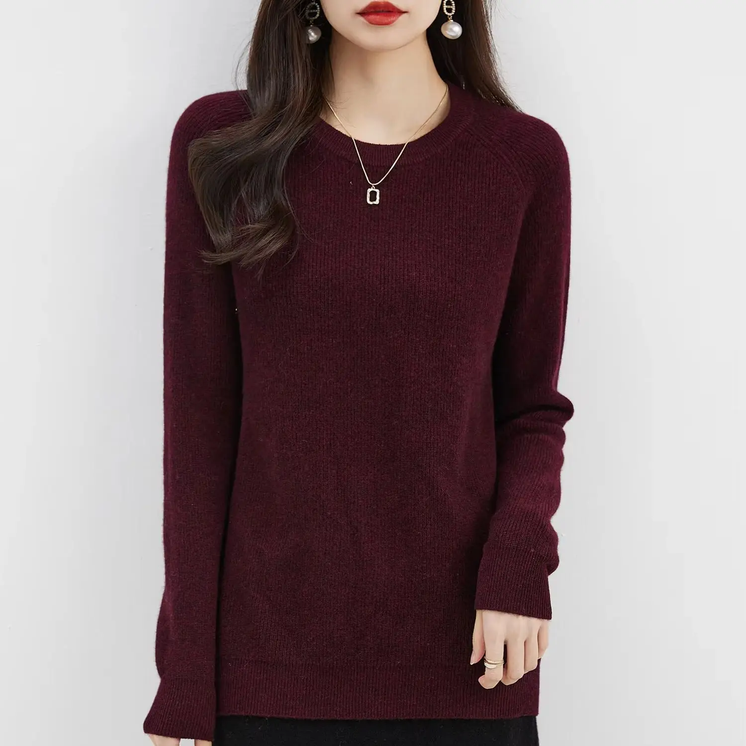 Women\'s Sweater 100% Merino Wool Fall Winter V Neck Knit Tops Soft Warm Pullovers Long Sleeve Vintage Basic Tops Woman Clothing