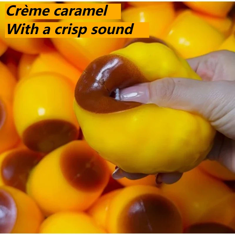 Brinquedo Anti-stress de Apertar em Formato de Pudim de Caramelo Crocante, Artesanal DIY, Não Rebounda, para Presente