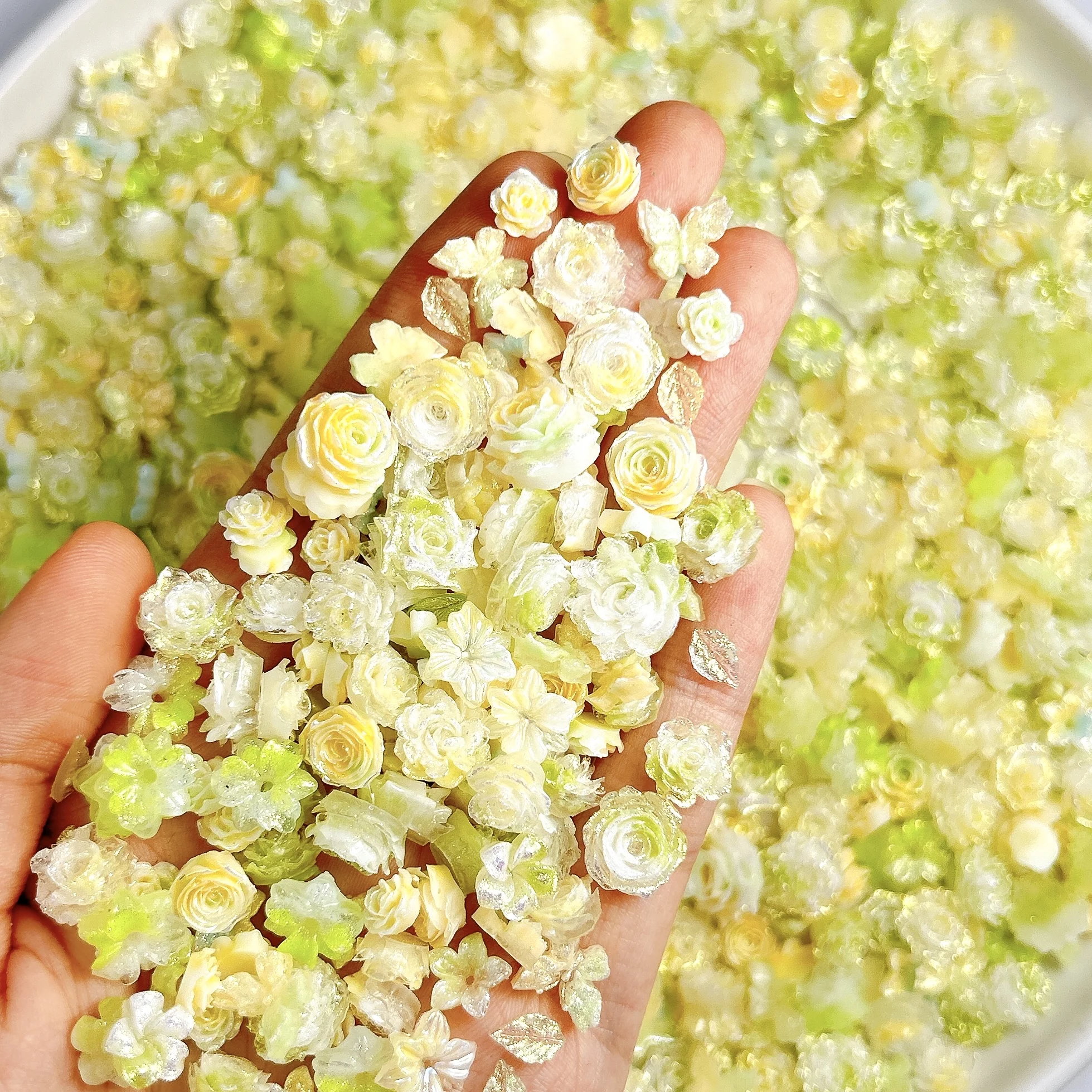 50 قطعة أنماط مختلفة الملونة القوس الفاوانيا الراتنج مسمار السحر الإبداعية لطيف الكلب كاميليا ستار مختلط مسمار الفن زينة DIY الأظافر