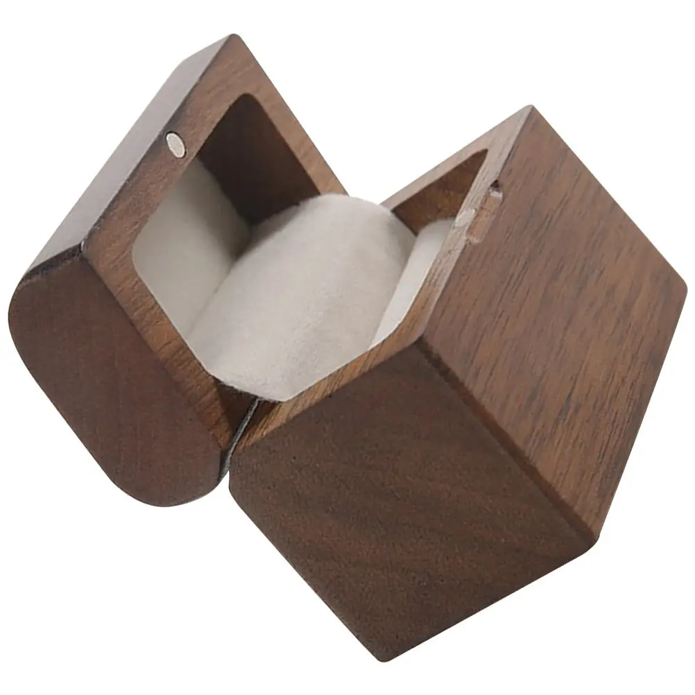 

Стильная деревянная шкатулка для кольца со встроенной подсветкой для помолвочного кольца, предложение руки и сердца, сюрприз, свадебная церемония, день рождения, годовщина