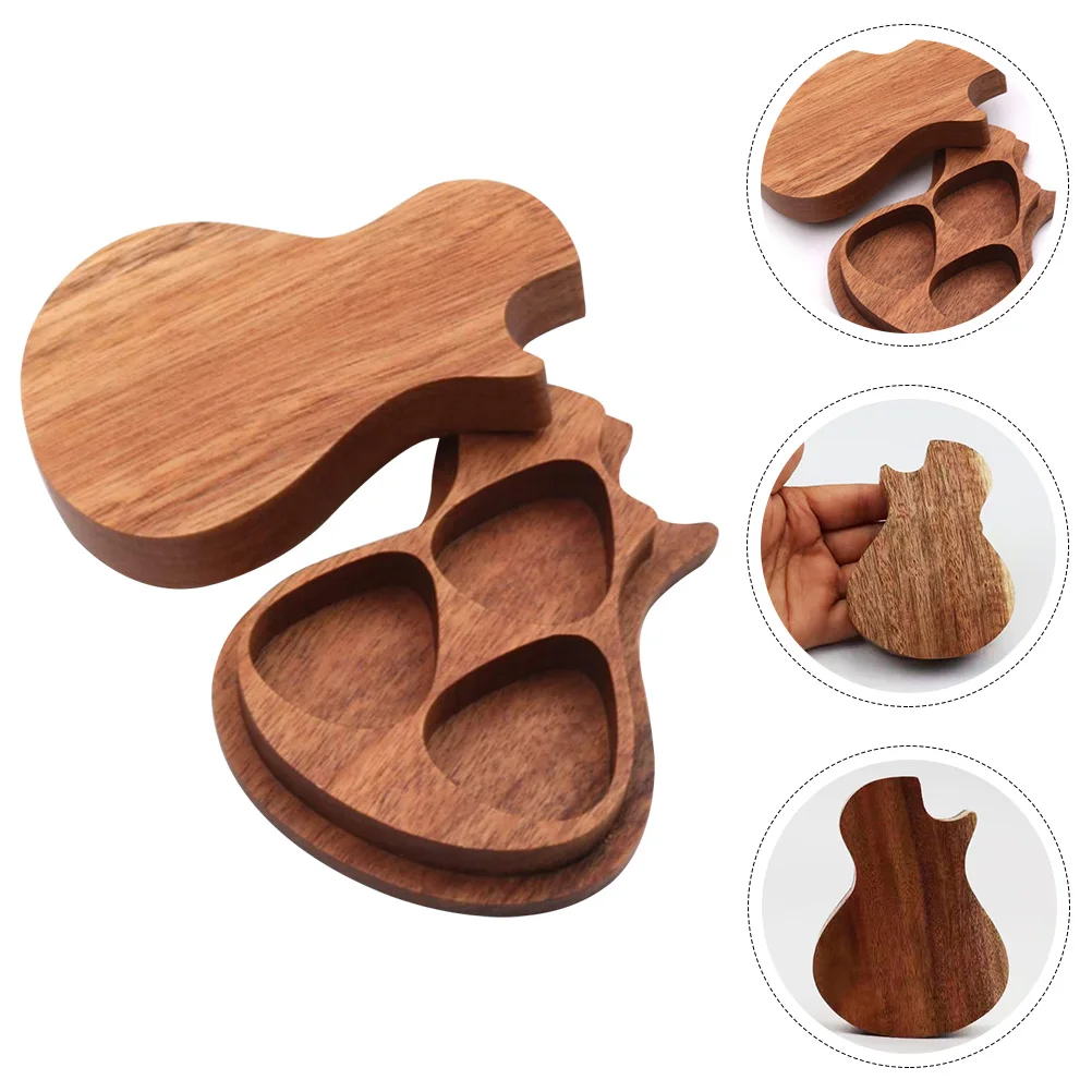 

Pick Case Durable Wood Storage Box for Guitar Ukulele Bass Picks Compact Portable Design Multipurpose Holder Guitar Parts