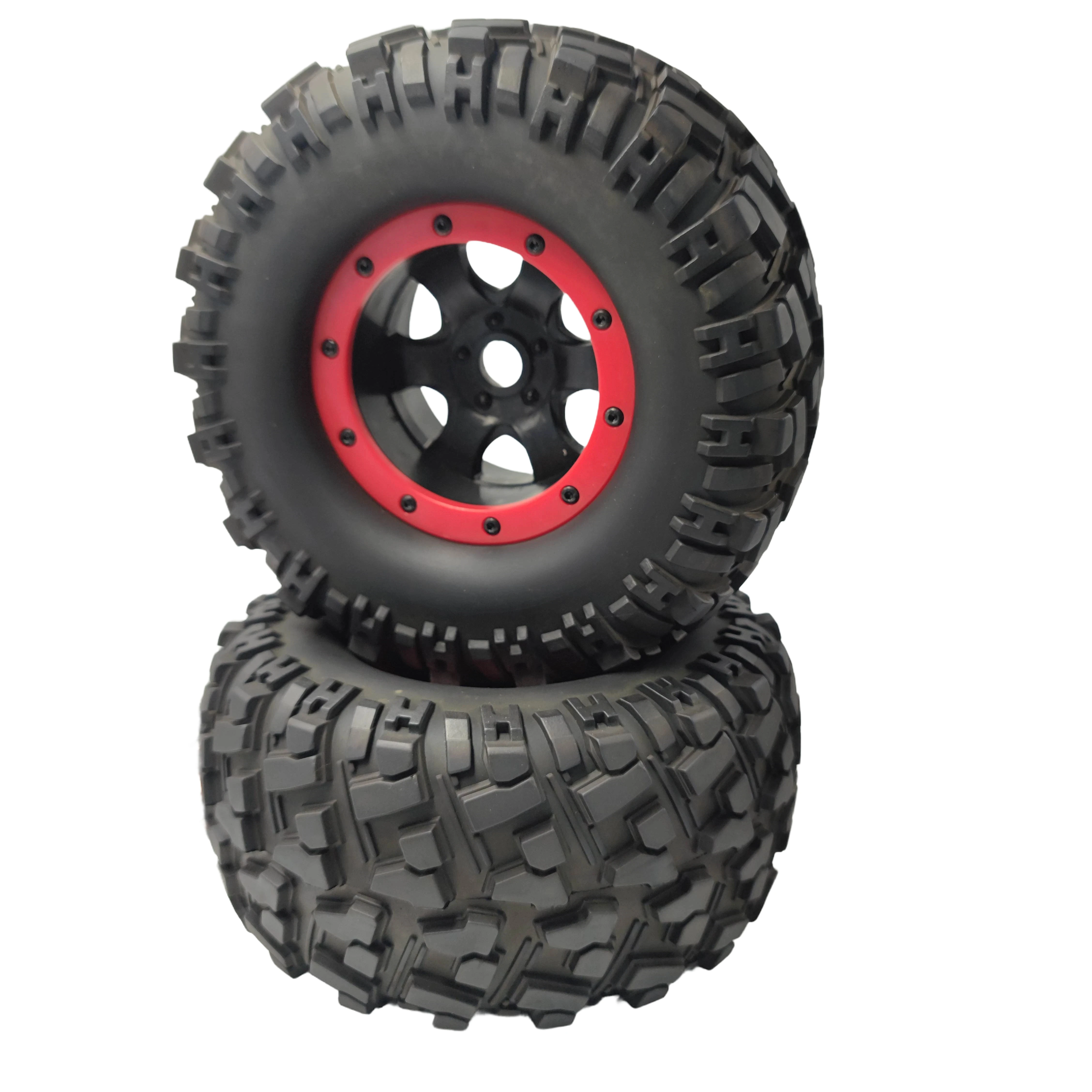 2pcs RC 1/8 Bead Lock Monster Truck Tire Tyre Set 17mm hex 1/2 offset For HPI Traxxas Redcat 26407