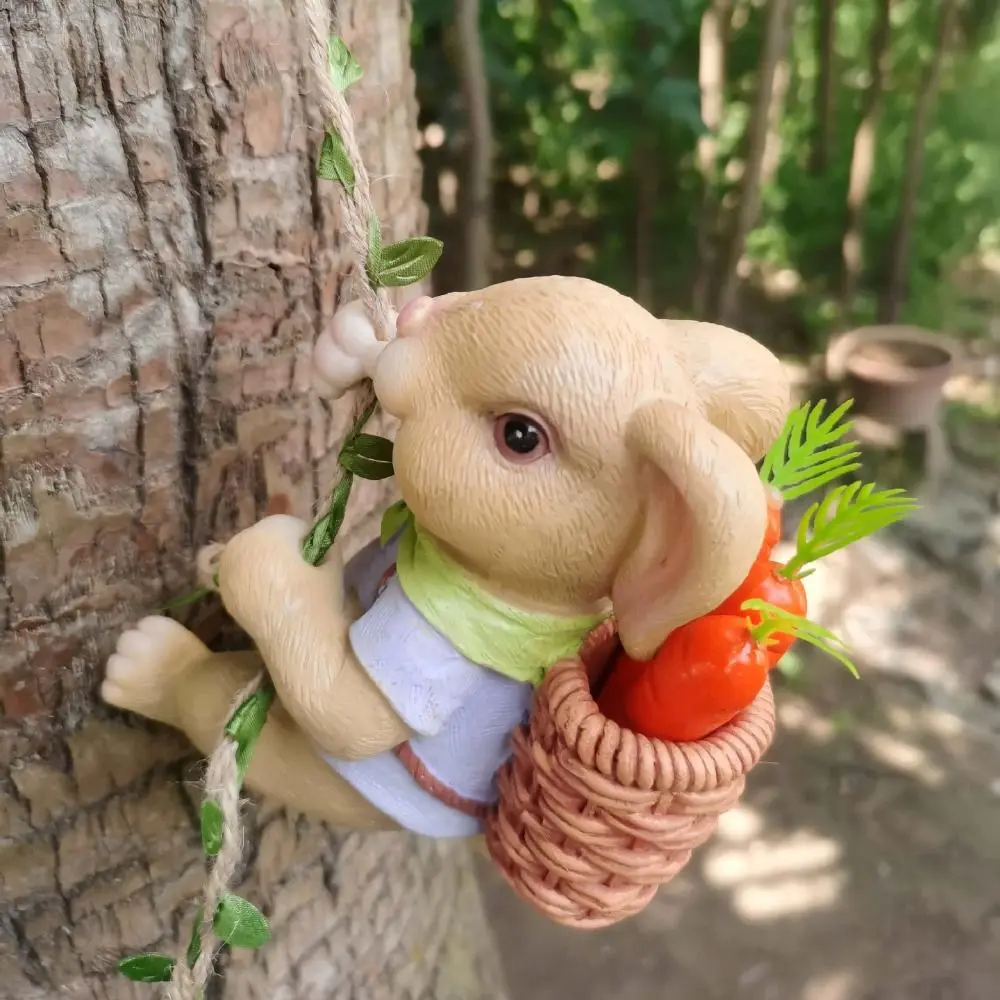 المشهد الصغير الراتنج شجرة أرنب صغير قلادة الكرتون الإبداعية الأرنب تمثال مقاوم للماء لطيف الحيوان النحت في الهواء الطلق