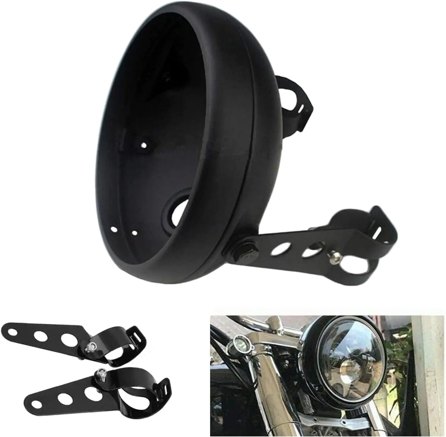 غطاء مثبت لسكن المصباح الأمامي للدراجة النارية ، حامل ريترو 7 "، غلاف مصباح أمامي ليد ، قاعدة مصباح أمامي معدلة ، غلاف دائري