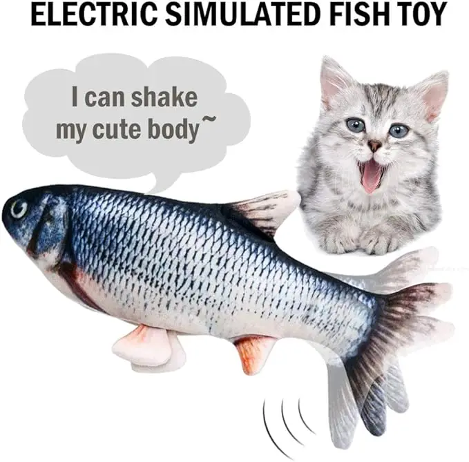 Electric Fish Toy For Sleeping Baby Simulation Fish Swing Kitten Dance Fish Toy Animal Model Cognitive Interactive Gift for Kids