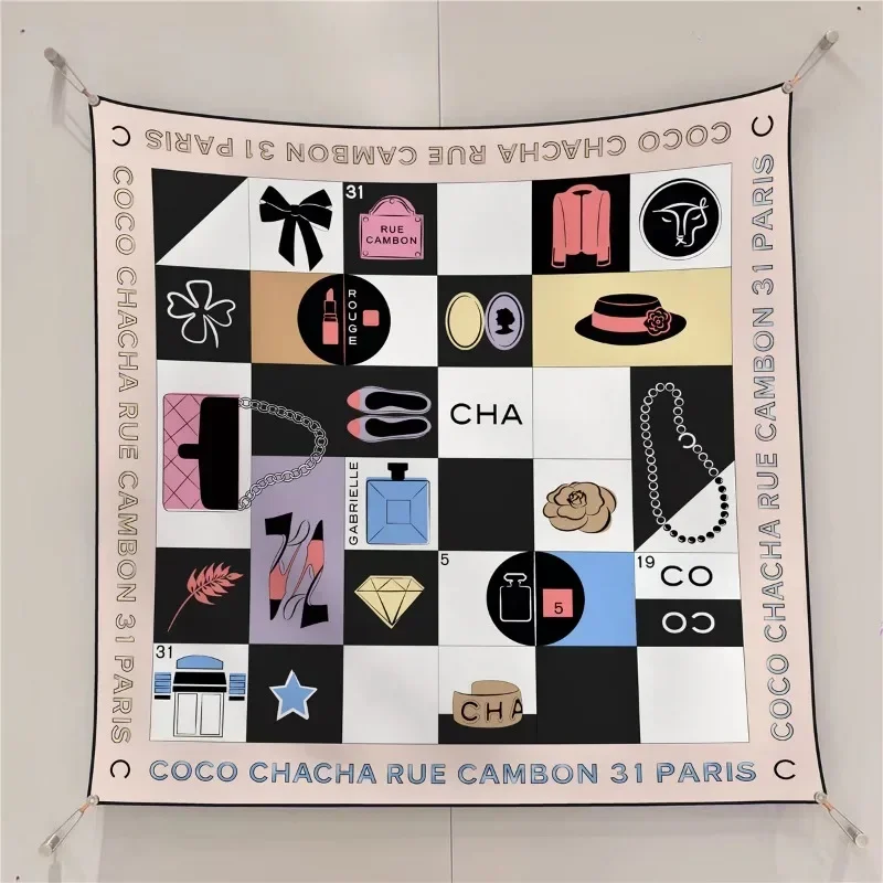 90cm lenço quadrado artesanal mesa impressão ângulo direito borda rolada europeu e americano versátil xale feminino lenço diagonal