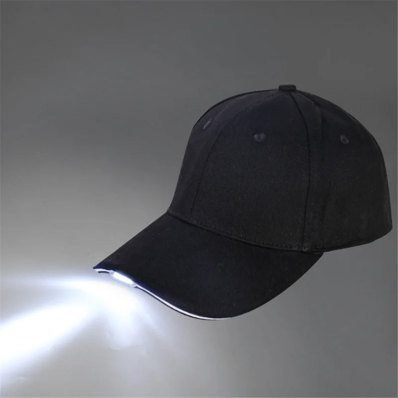 Gorra con linterna LED para exteriores, gorro de béisbol con linterna LED alimentada por batería para pesca, Jogging y senderismo