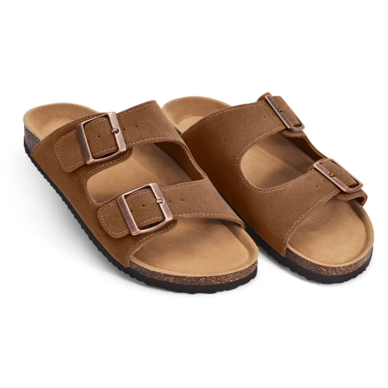 Bebealy Fashion Cork Mules Sandals Classic Clogs Beach Sandals Outdoor Casual Suede Flat Sandals With Arch Support Potato Shoes