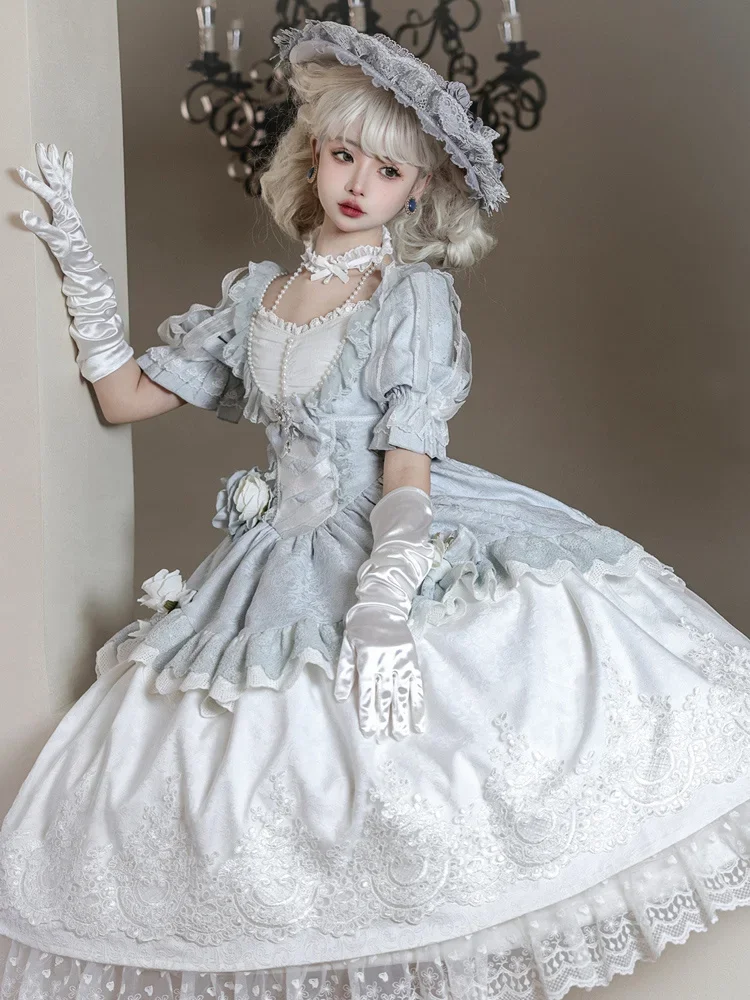 Elegante Lolita Jsk Jarreteljurk Prinses Paleis Olieverfschilderij Cla Ruche Prachtige Jurk Hofstijl Jsk Thee Paty Jurk