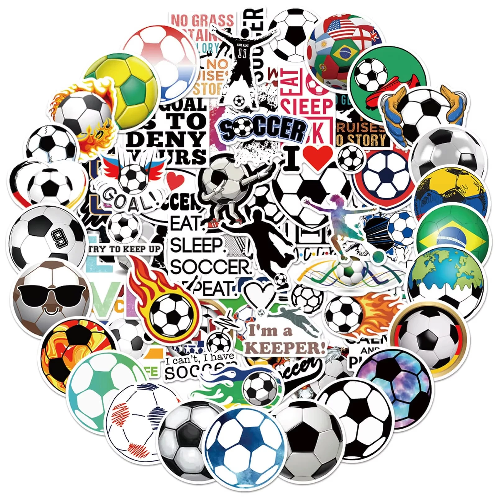 

100pcs Soccer Stickers Cartoon Football Party Favor Sport Decor Notebook Phone Laptop Luggage Skateboard Helmet Sticker Decor