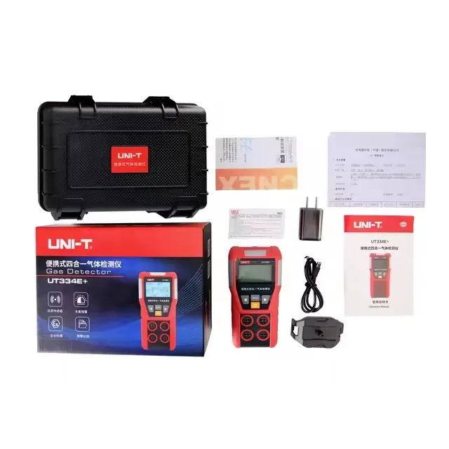 UNI-T كاشف تسرب الغاز UT334E + Plus يده 4 في 1 مراقبة جودة الهواء كاشف أول أكسيد الكربون H2S O2 EX اختبار الغاز