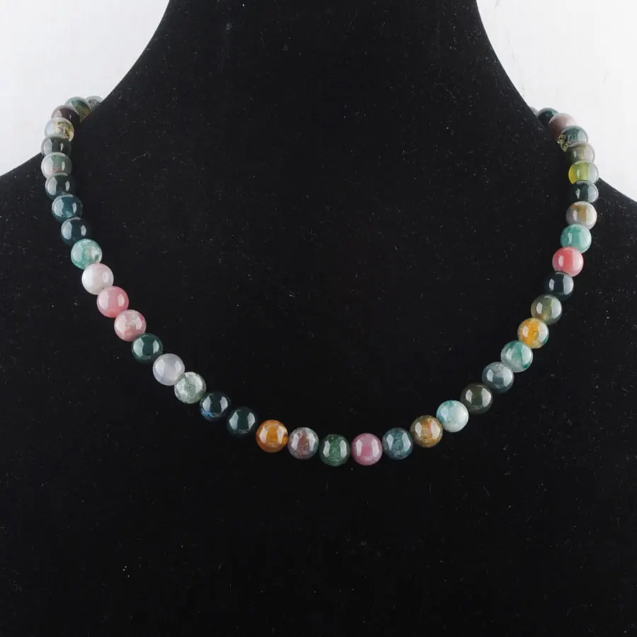 8mm Blue Turquoise Round Beaded Necklace Natural Smooth Gemstone Ball Strand Necklace 18