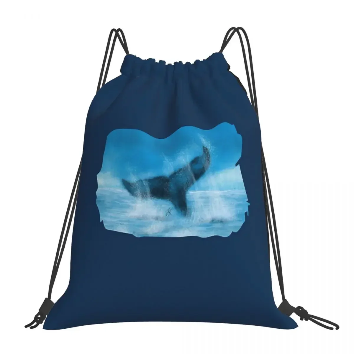 

Whale Tail HG Marine Backpacks Multi-function Drawstring Bags Drawstring Bundle Pocket Sports Bag BookBag For Man Woman Students
