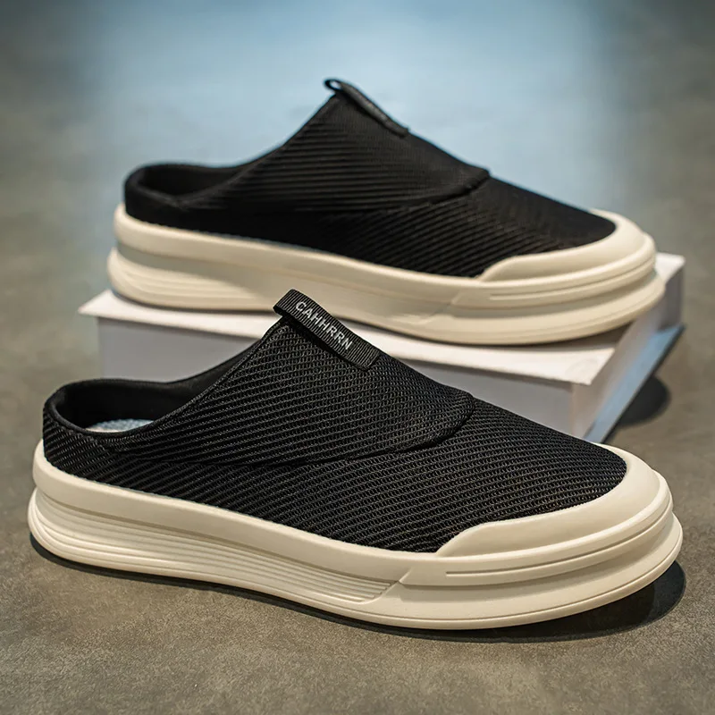 Baotou Half Dragged Men's Summer 2026 New Mesh Thin Style Breathable Backless Casual Sports Men's Cloth Shoes
