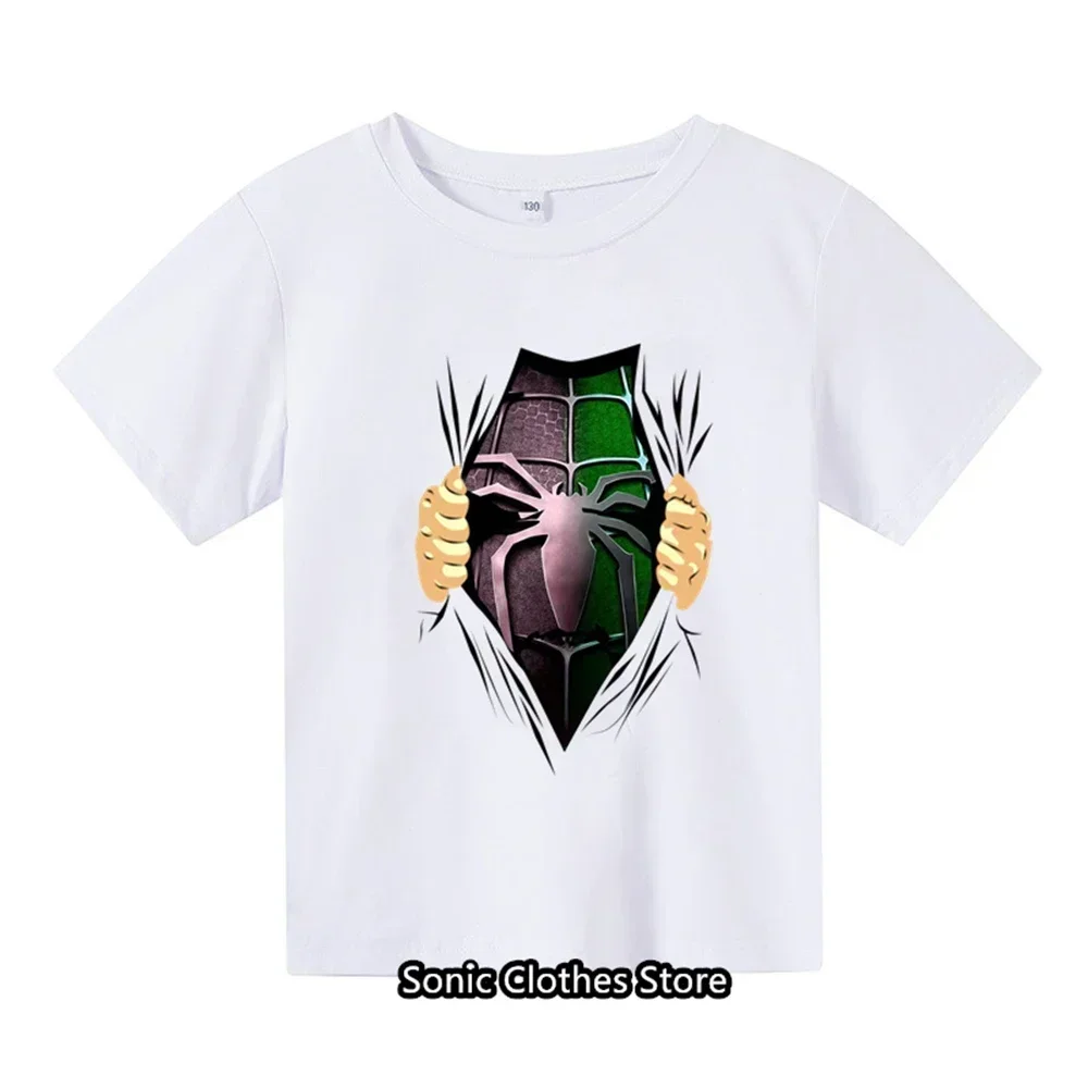 Summer New Spider Man Cartoon Boys and Girls Children's Printed T-shirt Children's Summer Fashion Short sleeved T-shirt Top