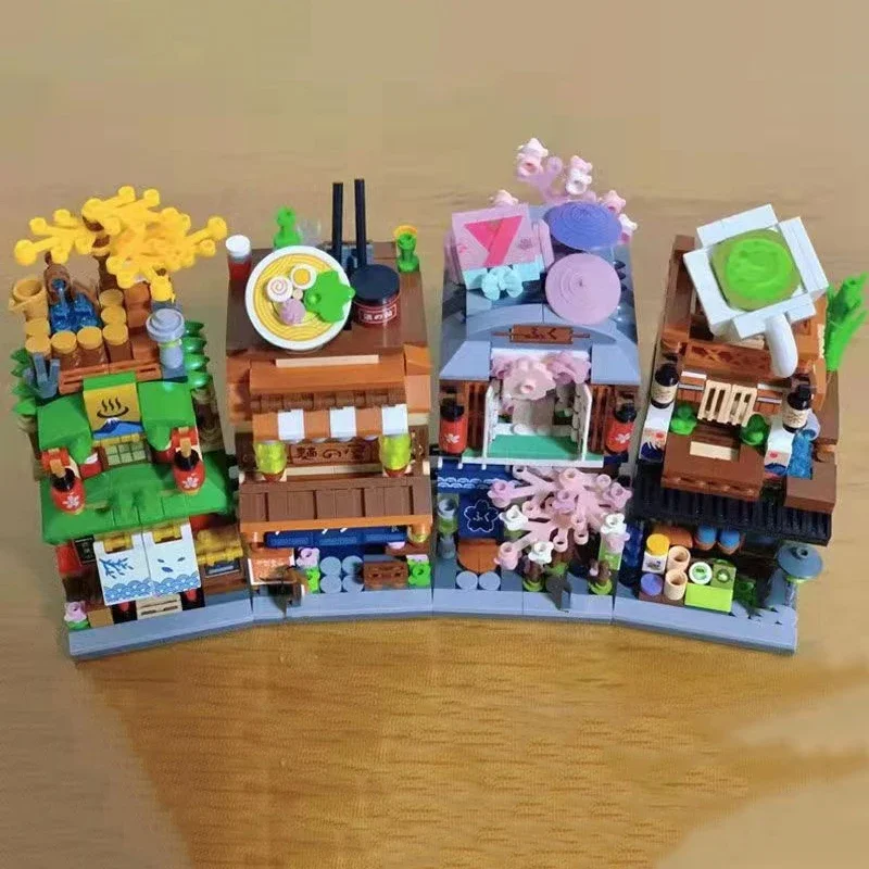 LOZ City Street Hot Spring Bath Noodle Kimono Clothing Matcha Tea Shop Architecture Model Mini Blocks Bricks Building Toy No Box