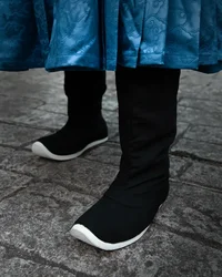 Hanfu Black Boots Shoes Men Canvas Heighten Rubber Sole Waterproof Chinese Hanfu Soap Boots Shoes Women Plus Size 35-46#