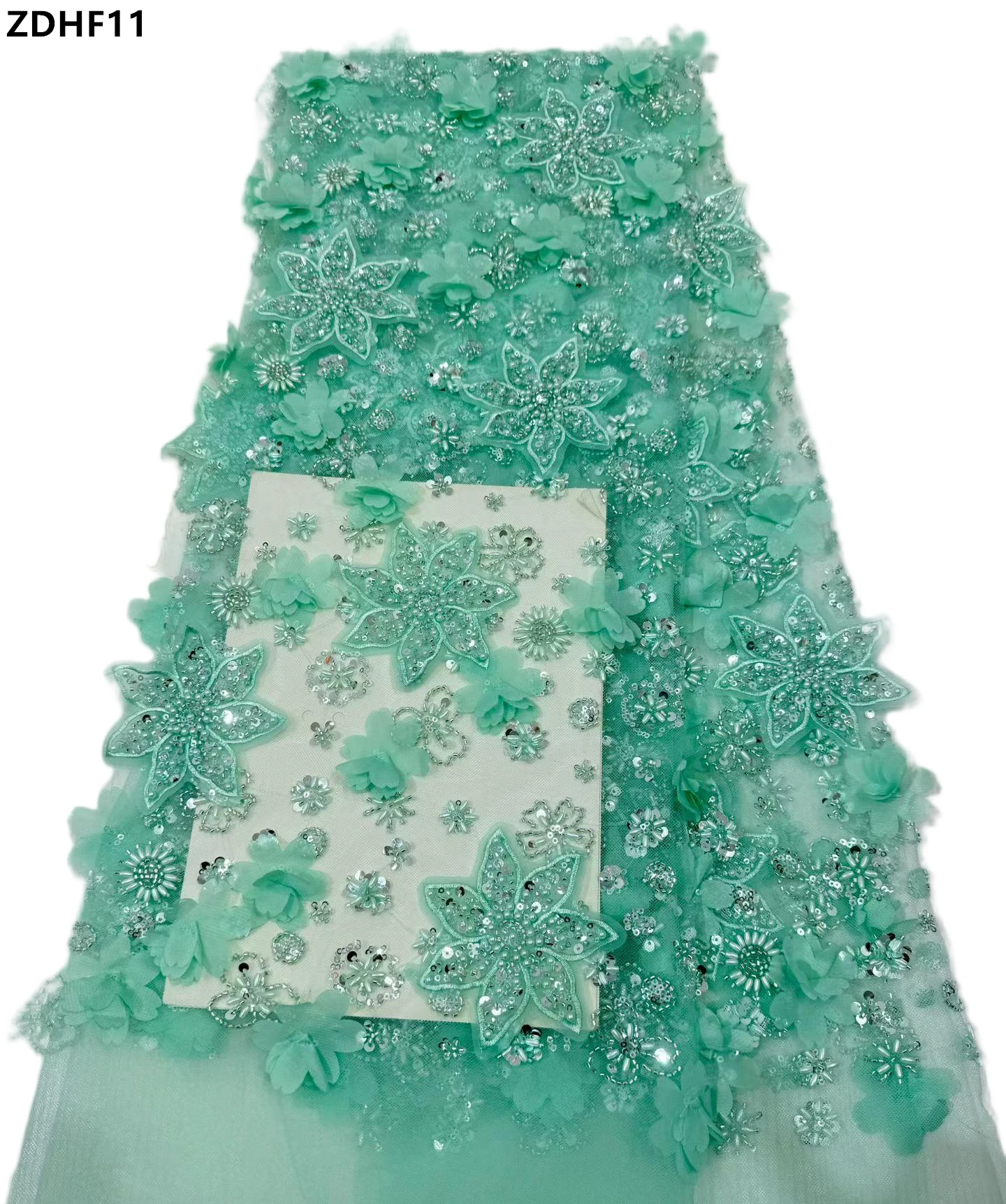 

2026 European Glamorous Beads Sequin Tulle Lace Fabric 5 Yards Sparkle Embellished Soft Fabric for Party